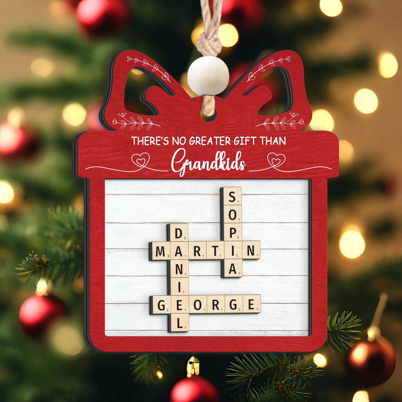 Personalized 2-Layered Family Crossword Ornament, Christmas Wooden Ornament, CF666 - 19Gifts