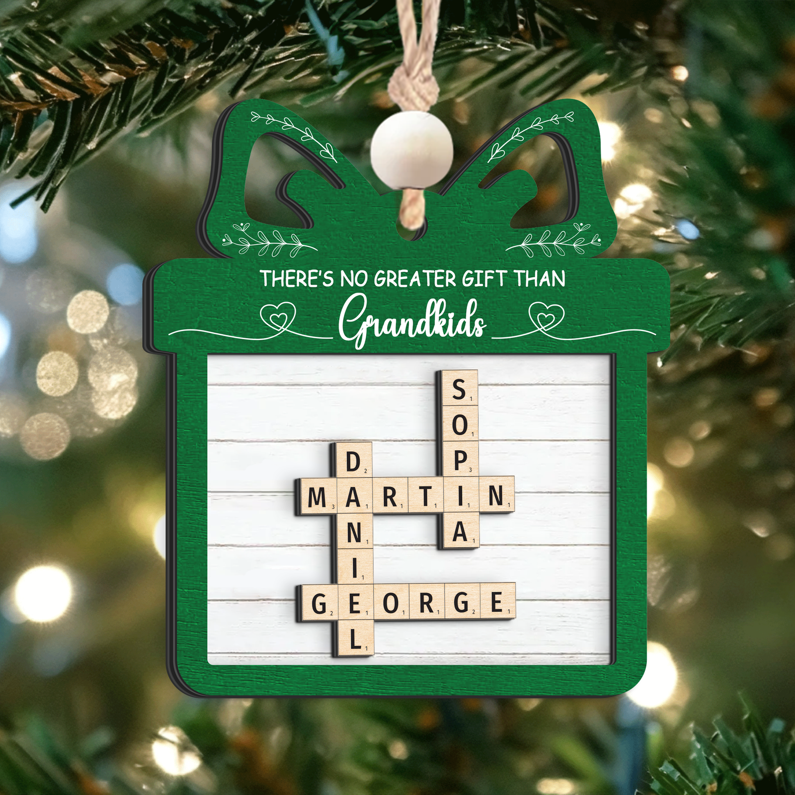 Personalized 2-Layered Family Crossword Ornament, Christmas Wooden Ornament, CF666 - 19Gifts