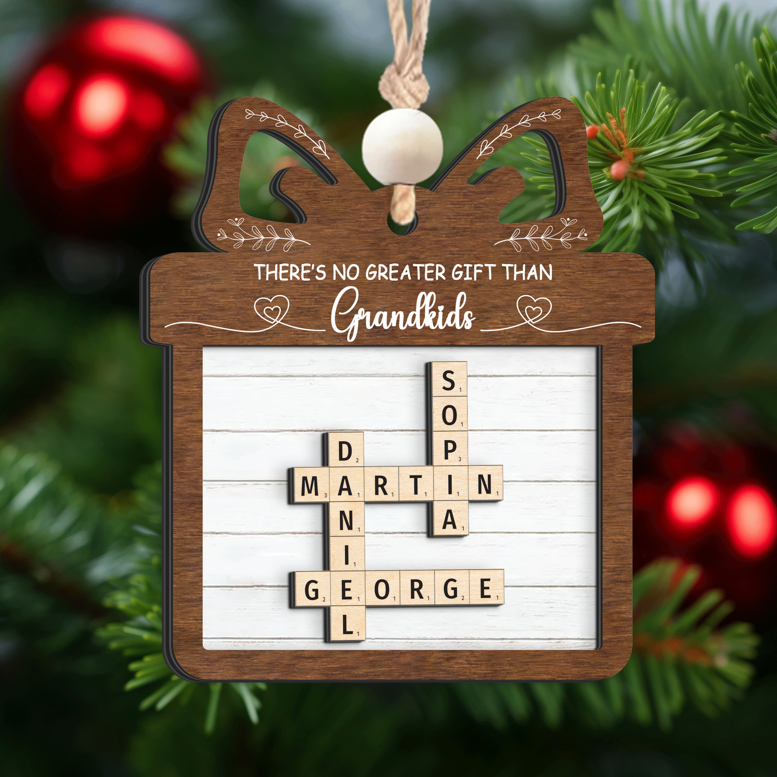 Personalized 2-Layered Family Crossword Ornament, Christmas Wooden Ornament, CF666 - 19Gifts