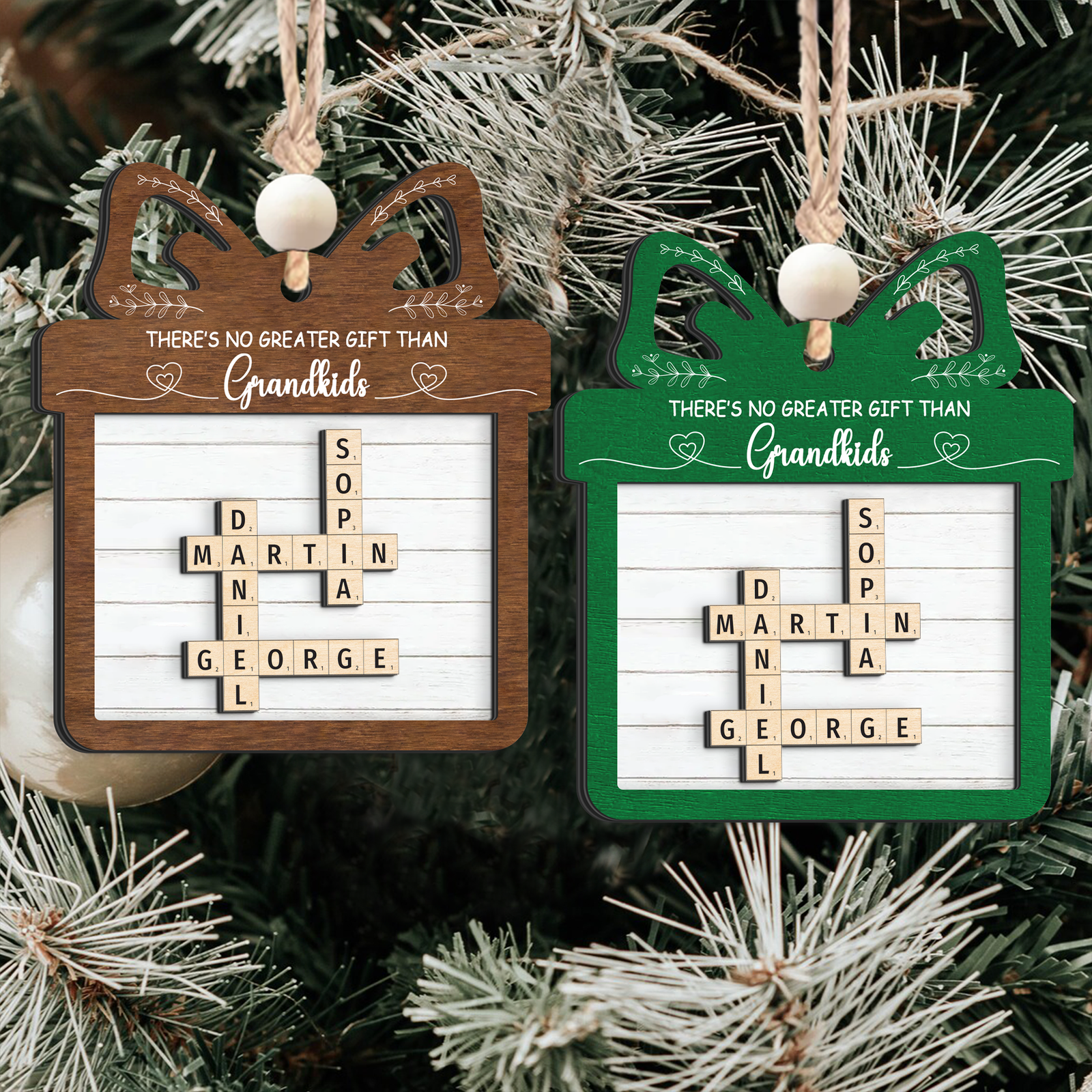 Personalized 2-Layered Family Crossword Ornament, Christmas Wooden Ornament, CF666 - 19Gifts