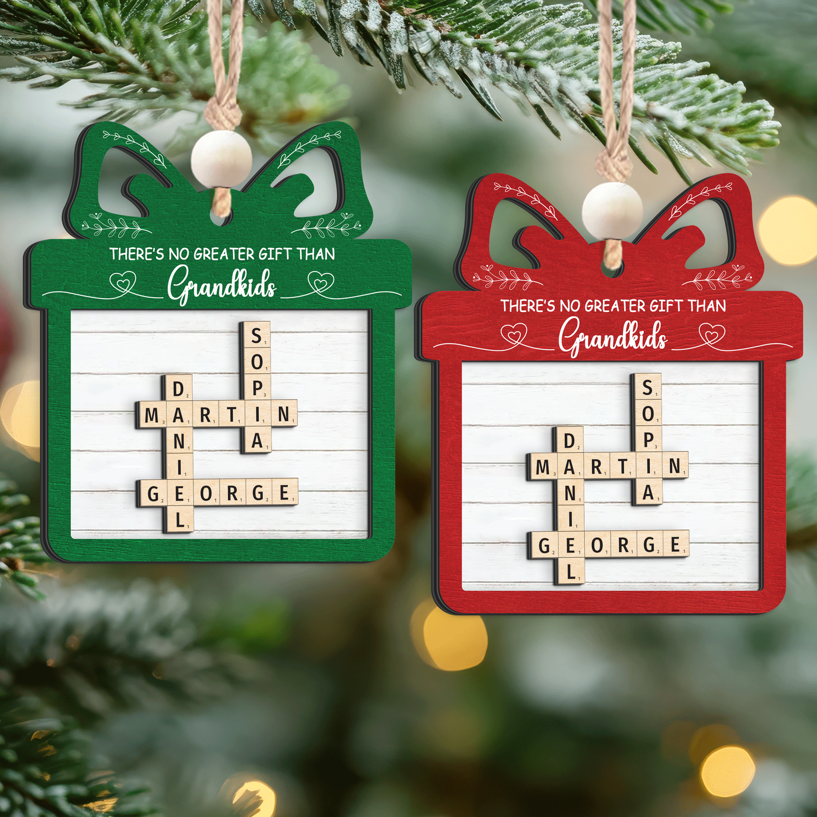 Personalized 2-Layered Family Crossword Ornament, Christmas Wooden Ornament, CF666 - 19Gifts