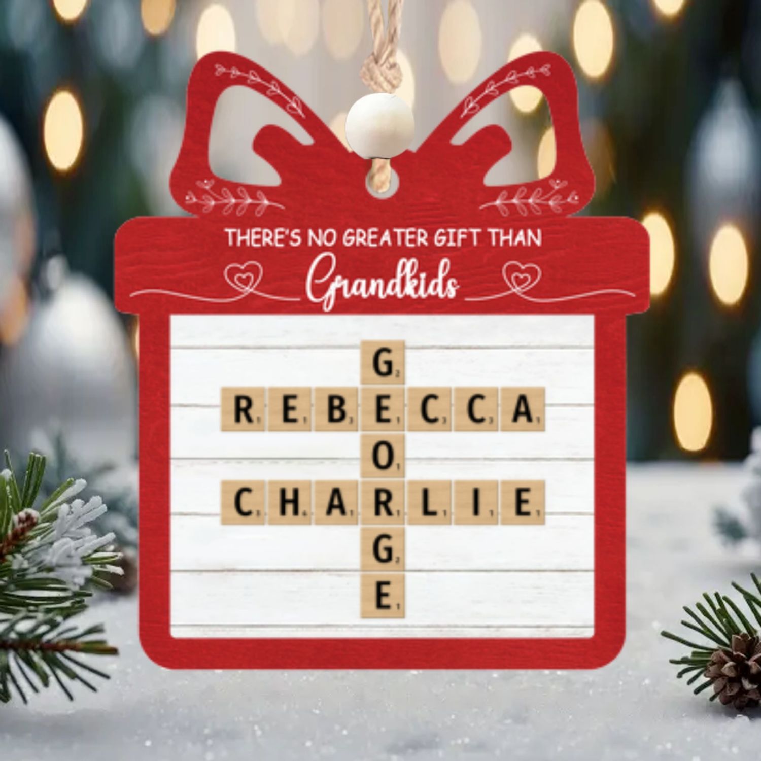 Personalized 2-Layered Family Crossword Ornament, Christmas Wooden Ornament, CF666 - 19Gifts