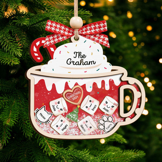 Personalized 4D Shaking Family Ornament, Marshmallows Family Shaker Ornament, CF748 - 19Gifts