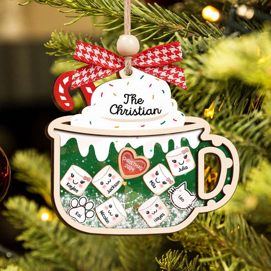 Personalized 4D Shaking Family Ornament, Marshmallows Family Shaker Ornament, CF748 - 19Gifts