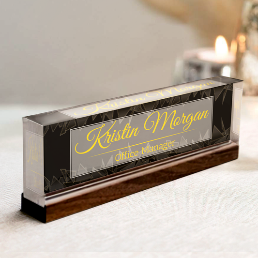 Personalized Abstract Name Plate Acrylic For Desk, Abstract Desk Name Plate TD81-70 - 19Gifts