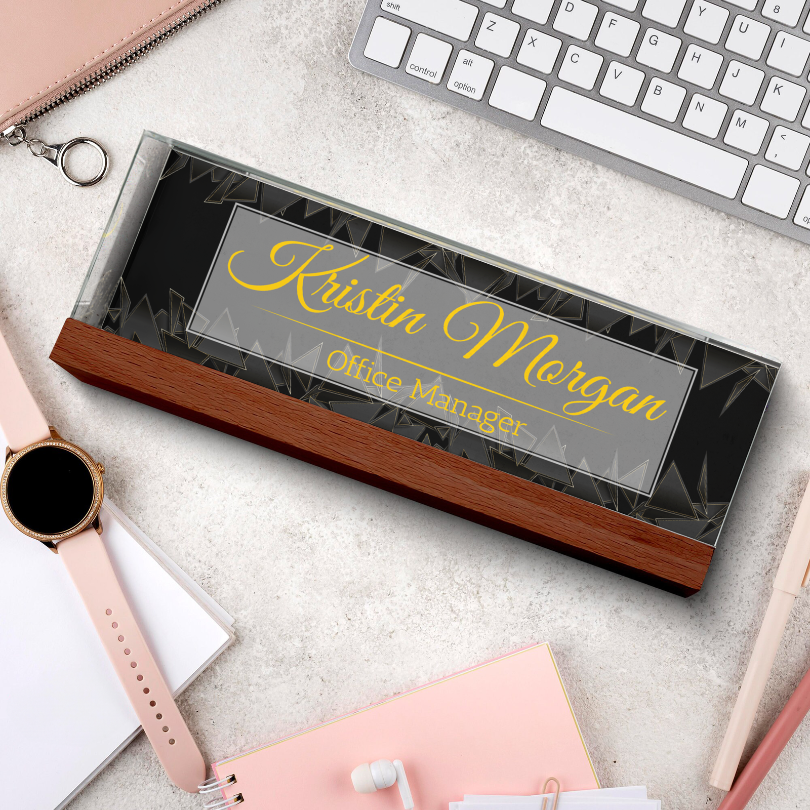 Personalized Abstract Name Plate Acrylic For Desk, Abstract Desk Name Plate TD81-70 - 19Gifts