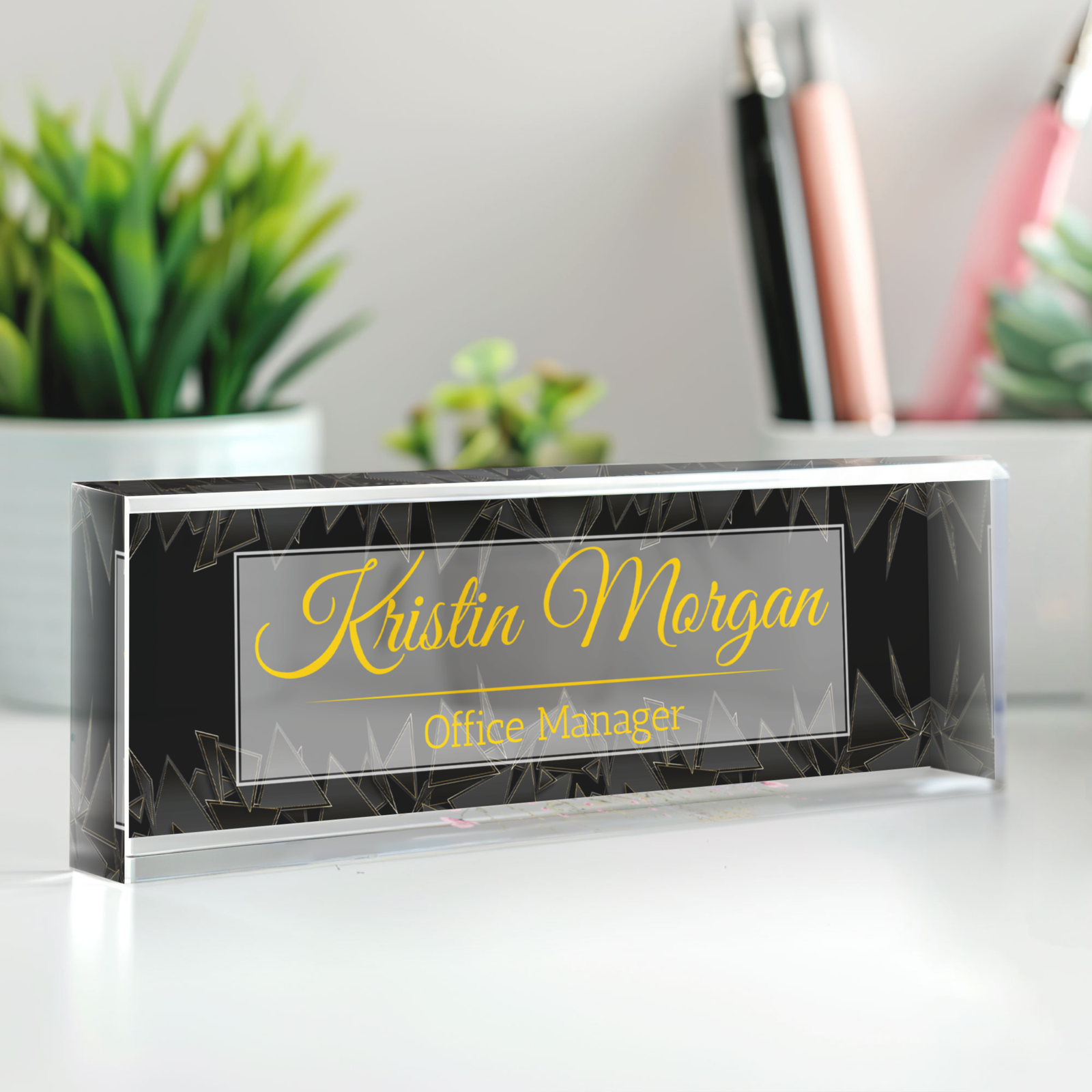Personalized Abstract Name Plate Acrylic For Desk, Abstract Desk Name Plate TD81-70 - 19Gifts