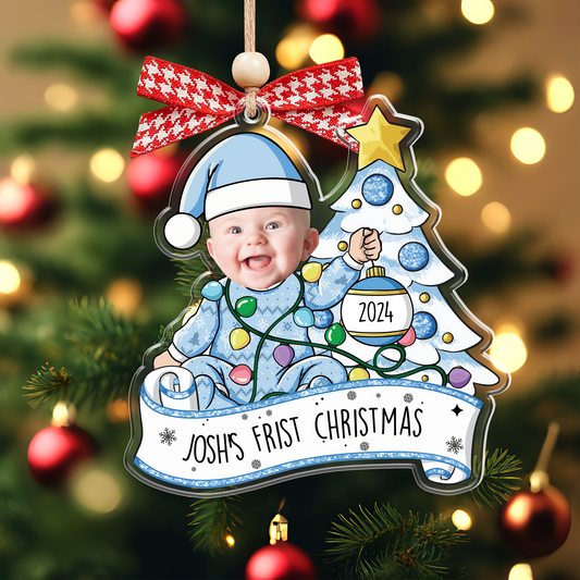 Personalized Acrylic Adorable Newborn Baby Photo Christmas Ornament 2024 - First Christmas Baby Ornament Gifts, CF538 - 19Gifts