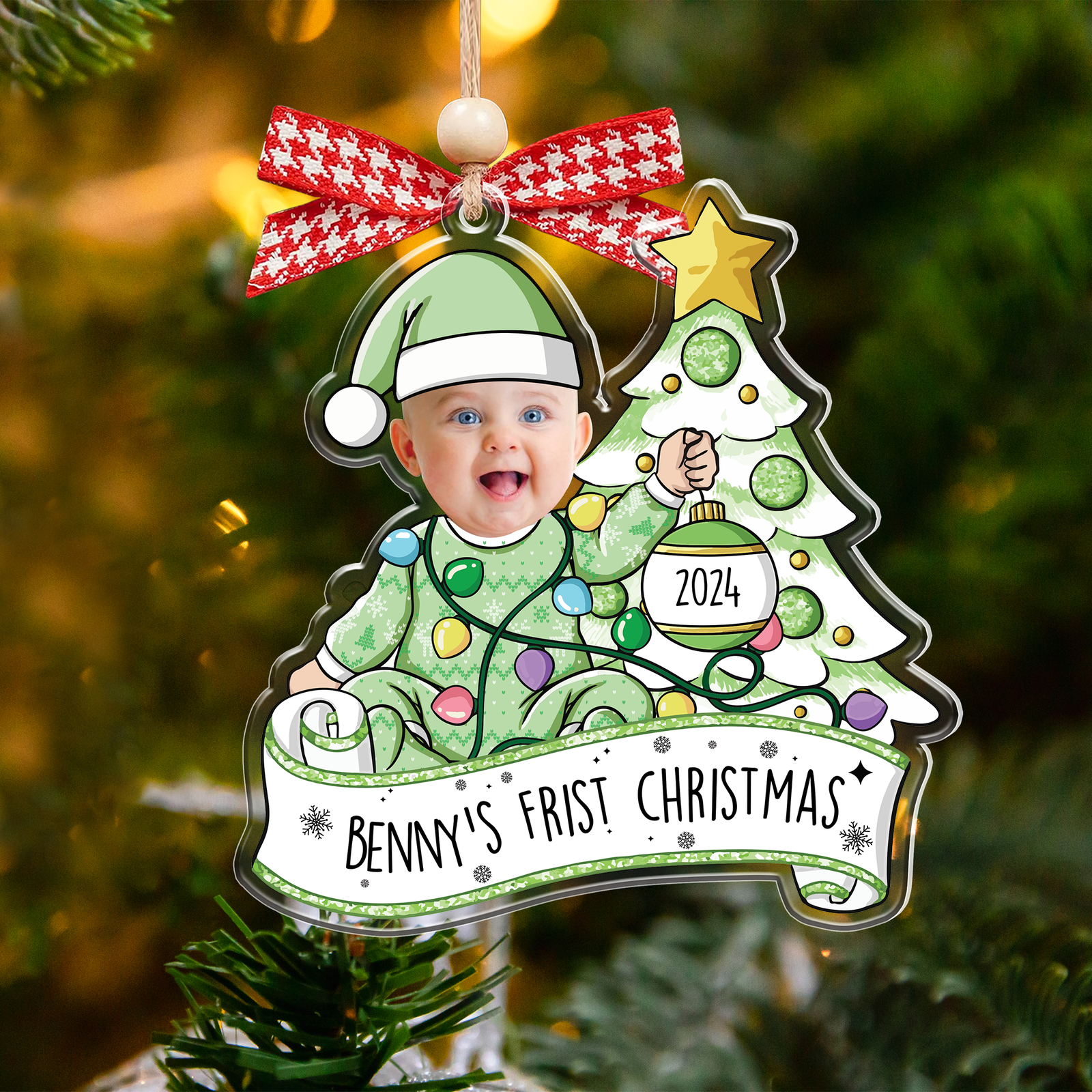 Personalized Acrylic Adorable Newborn Baby Photo Christmas Ornament 2024 - First Christmas Baby Ornament Gifts, CF538 - 19Gifts