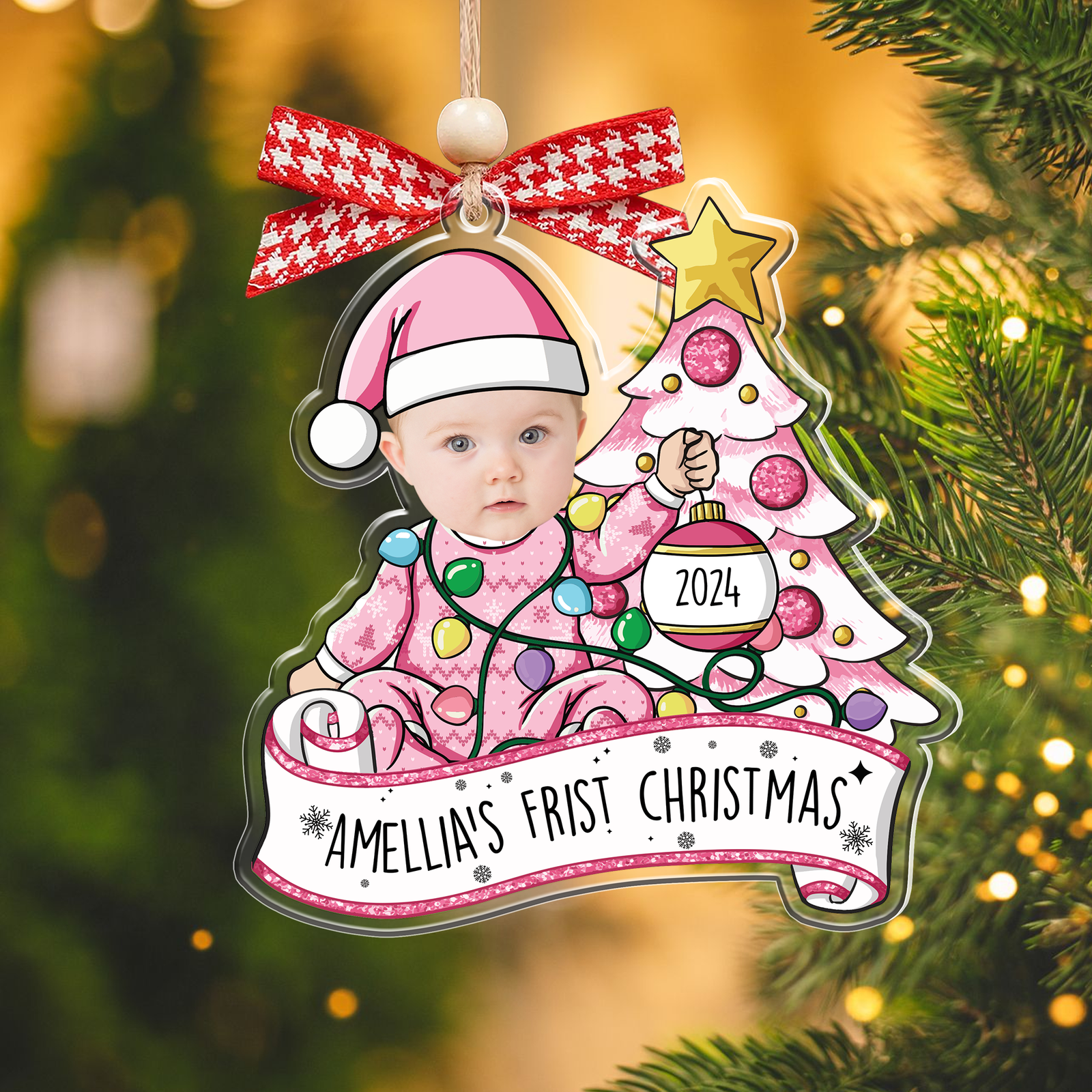 Personalized Acrylic Adorable Newborn Baby Photo Christmas Ornament 2024 - First Christmas Baby Ornament Gifts, CF538 - 19Gifts