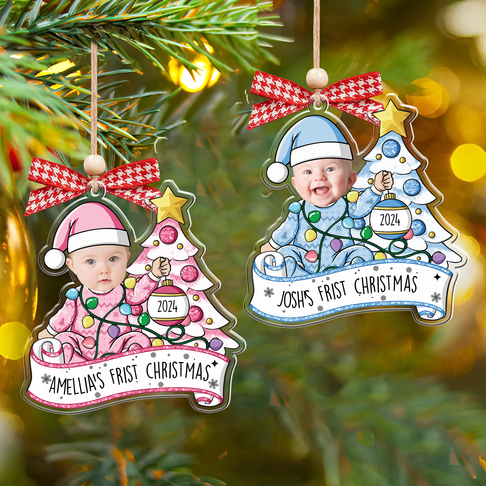 Personalized Acrylic Adorable Newborn Baby Photo Christmas Ornament 2024 - First Christmas Baby Ornament Gifts, CF538 - 19Gifts