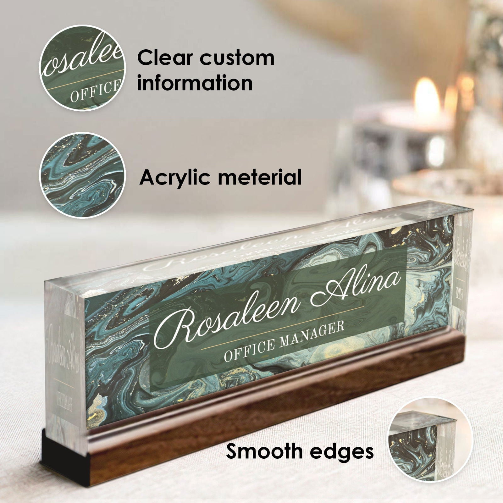 Personalized Acrylic Desk Name Plate, Customized Desk Name Plate, Plate Acrylic For Desk TD86-32 - 19Gifts