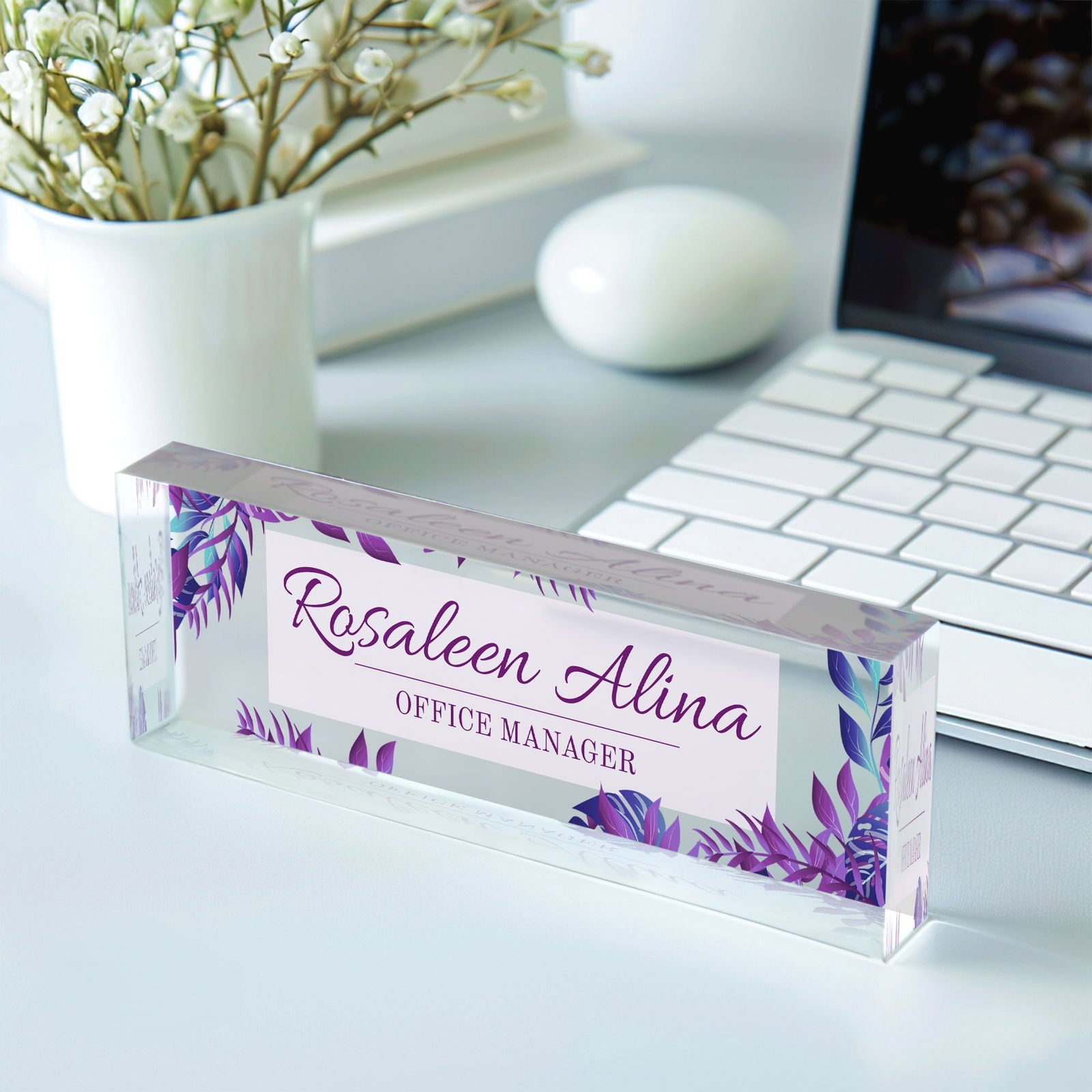 Personalized Acrylic Desk Name Plate, Customized Desk Name Plate, Plate Acrylic For Desk TD86-32 - 19Gifts
