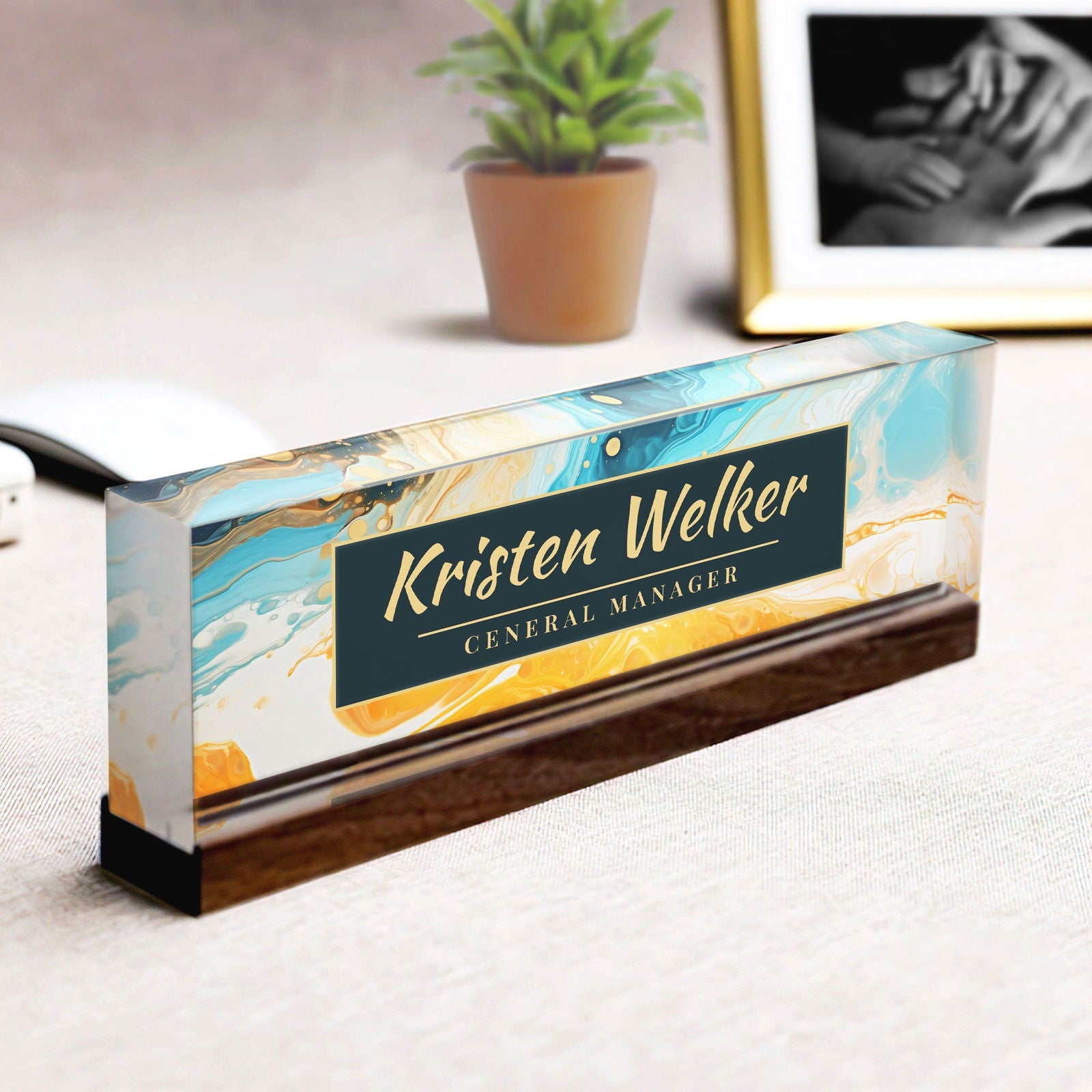 Personalized Acrylic Desk Name Plate, Décor Desk Name Plate, Plate Acrylic For Desk TD86-10 - 19Gifts