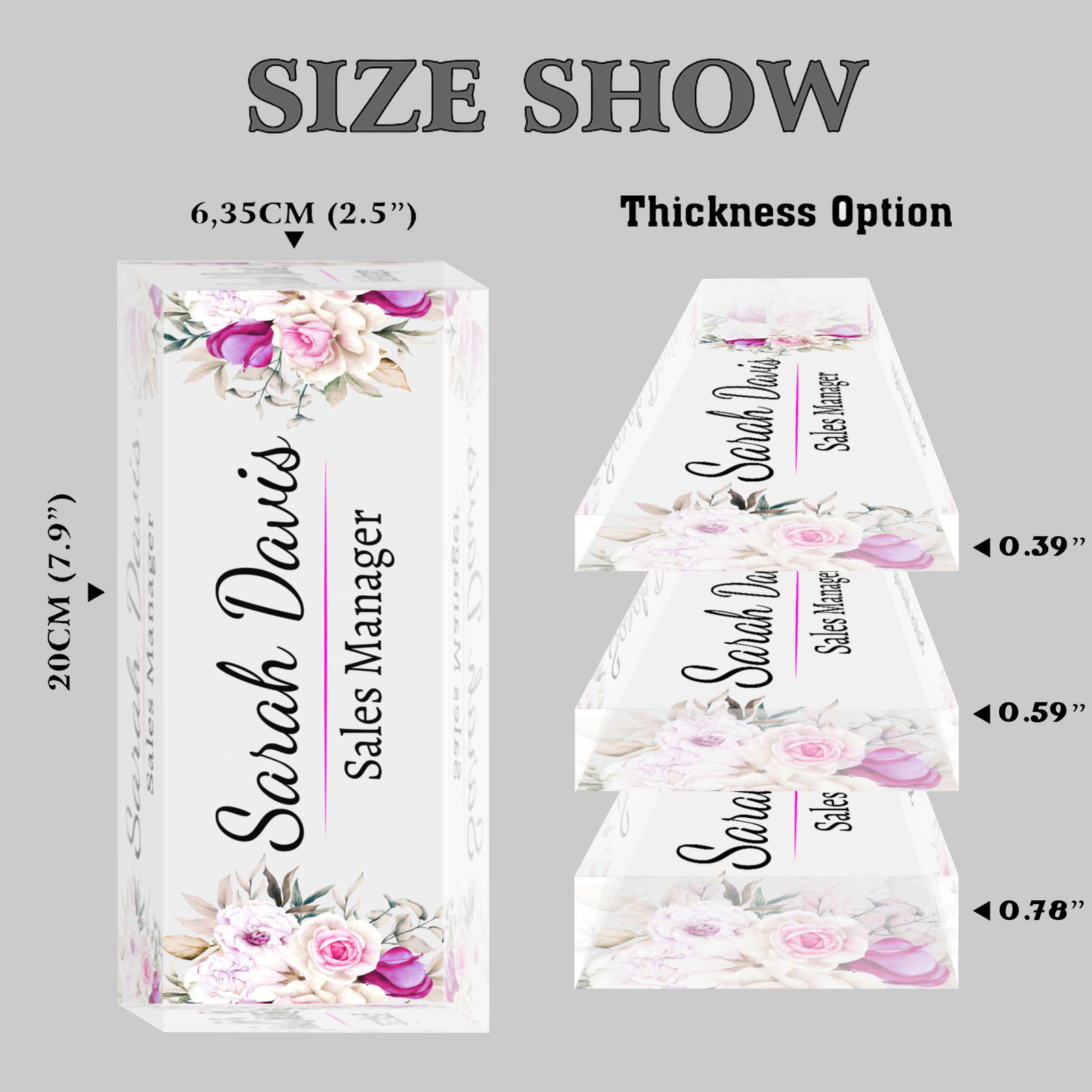 Personalized Acrylic Floral Desk Name Plate, Acrylic Desk Ornaments, Flower Desk Name Plate TD81-68 - 19Gifts