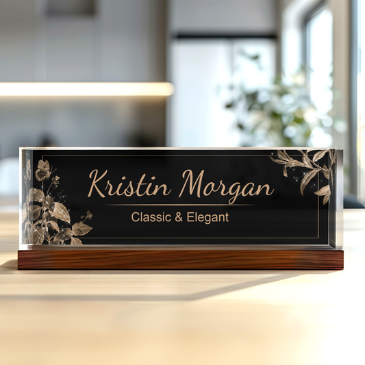 Personalized Acrylic Floral Desk Name Plate, Floral Desk Name Plate, Acrylic Desk Ornaments TD81-9 - 19Gifts