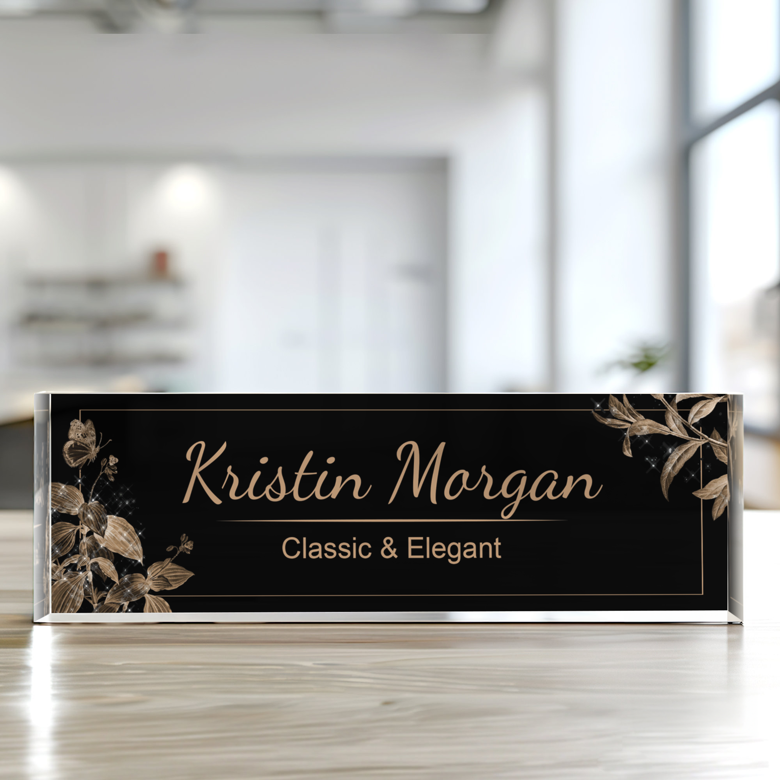 Personalized Acrylic Floral Desk Name Plate, Floral Desk Name Plate, Acrylic Desk Ornaments TD81-9 - 19Gifts