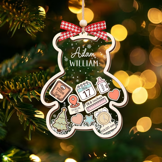 Personalized Baby 1st Christmas Ornament, Baby's First Christmas Ornament 2024, 4D Shake Baby Ornament CF329 - 19Gifts