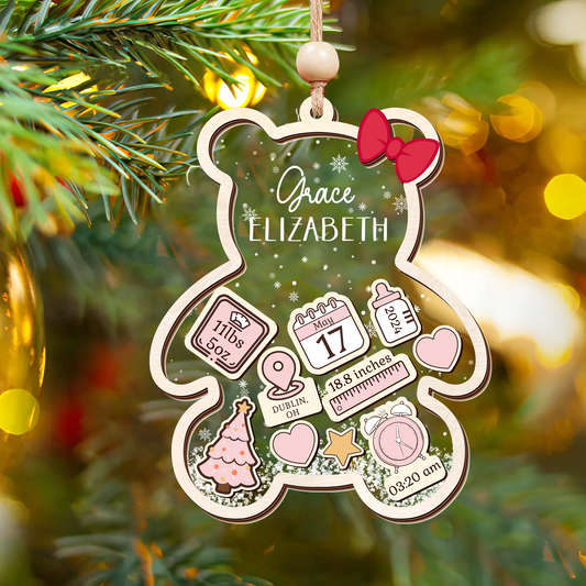 Personalized Baby 1st Christmas Ornament, Baby's First Christmas Ornament 2024, 4D Shake Baby Ornament CF329 - 19Gifts