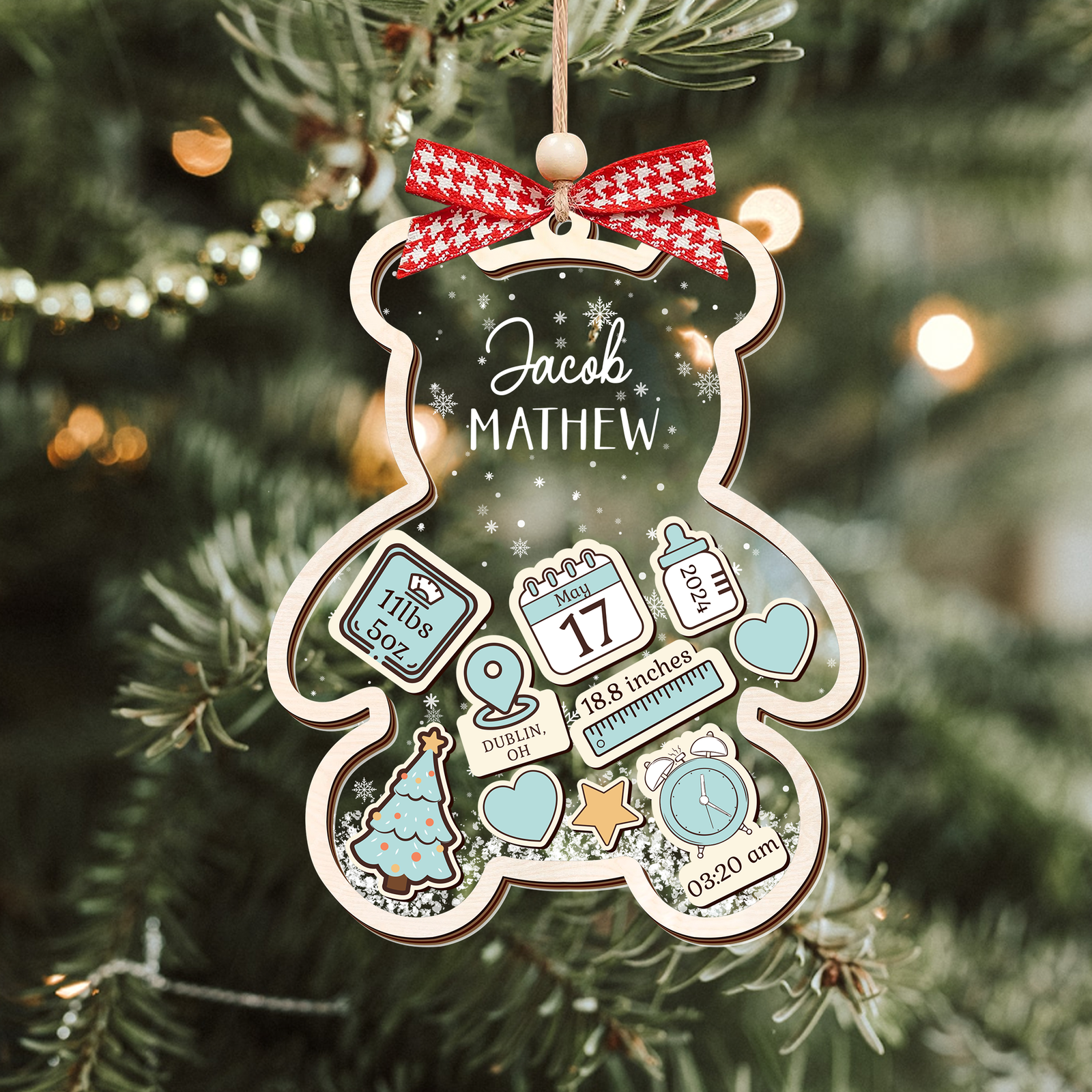 Personalized Baby 1st Christmas Ornament, Baby's First Christmas Ornament 2024, 4D Shake Baby Ornament CF329 - 19Gifts