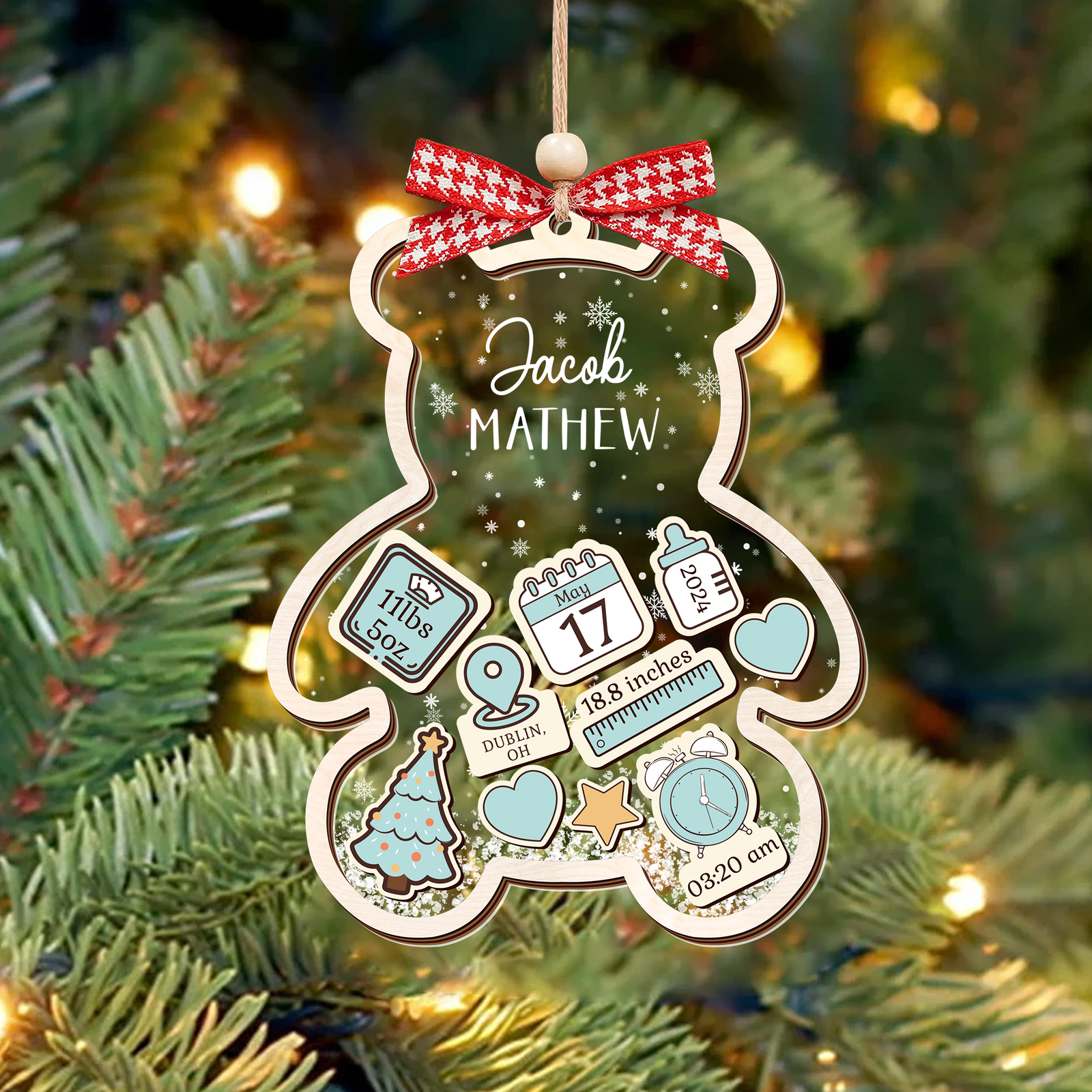 Personalized Baby 1st Christmas Ornament, Baby's First Christmas Ornament 2024, 4D Shake Baby Ornament CF329 - 19Gifts