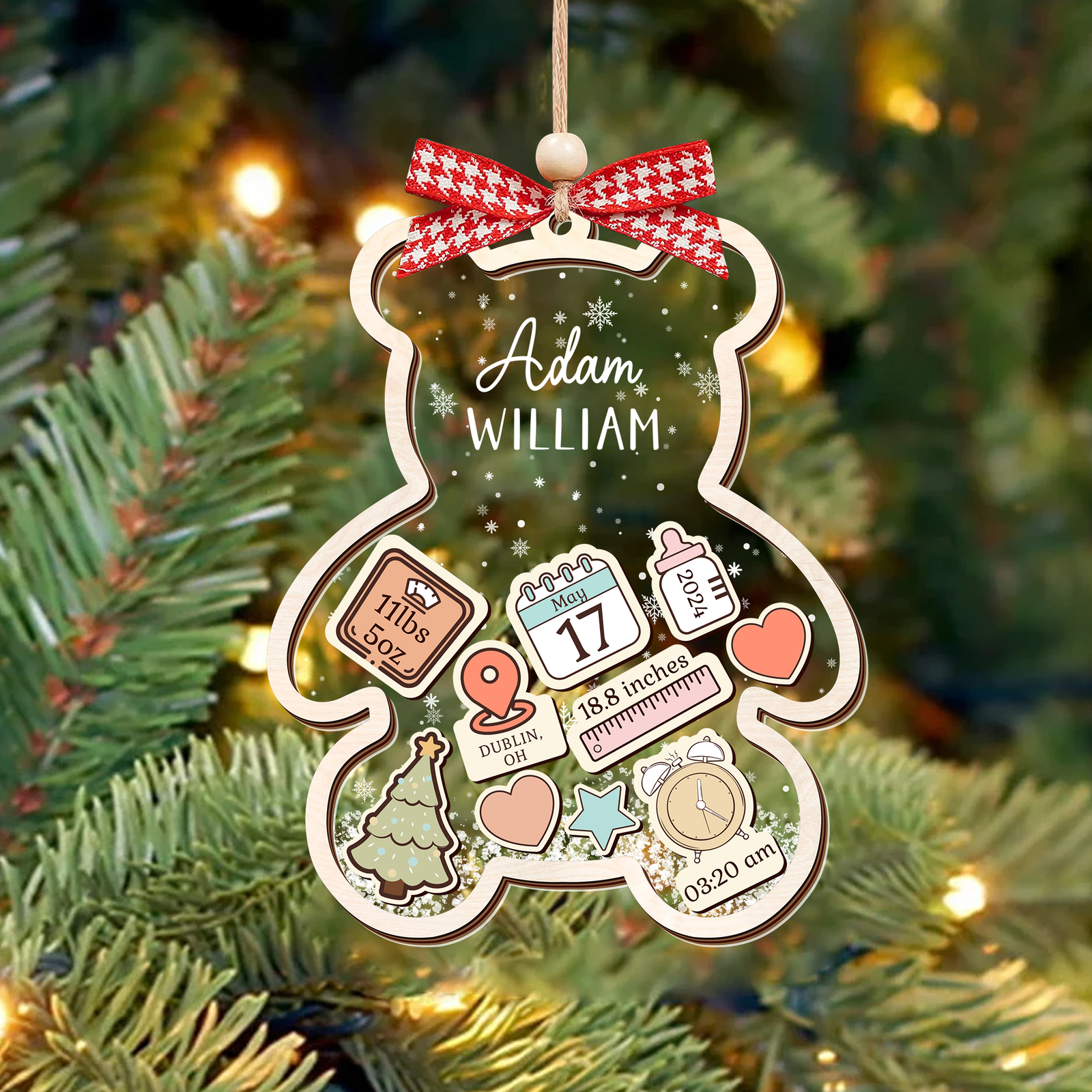Personalized Baby 1st Christmas Ornament, Baby's First Christmas Ornament 2024, 4D Shake Baby Ornament CF329 - 19Gifts