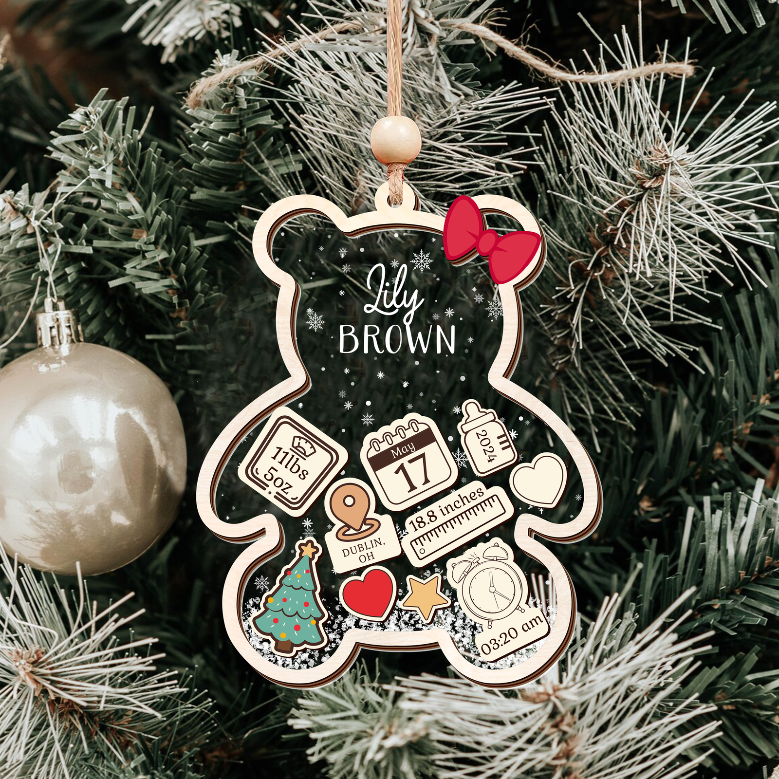 Personalized Baby 1st Christmas Ornament, Baby's First Christmas Ornament 2024, 4D Shake Baby Ornament CF329 - 19Gifts