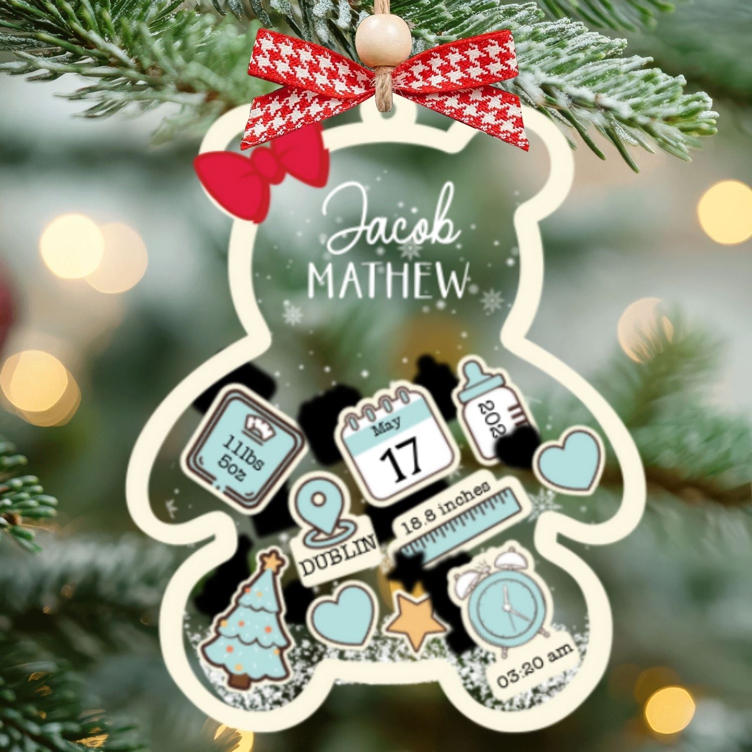 Personalized Baby 1st Christmas Ornament, Baby's First Christmas Ornament 2024, 4D Shake Baby Ornament CF329 - 19Gifts