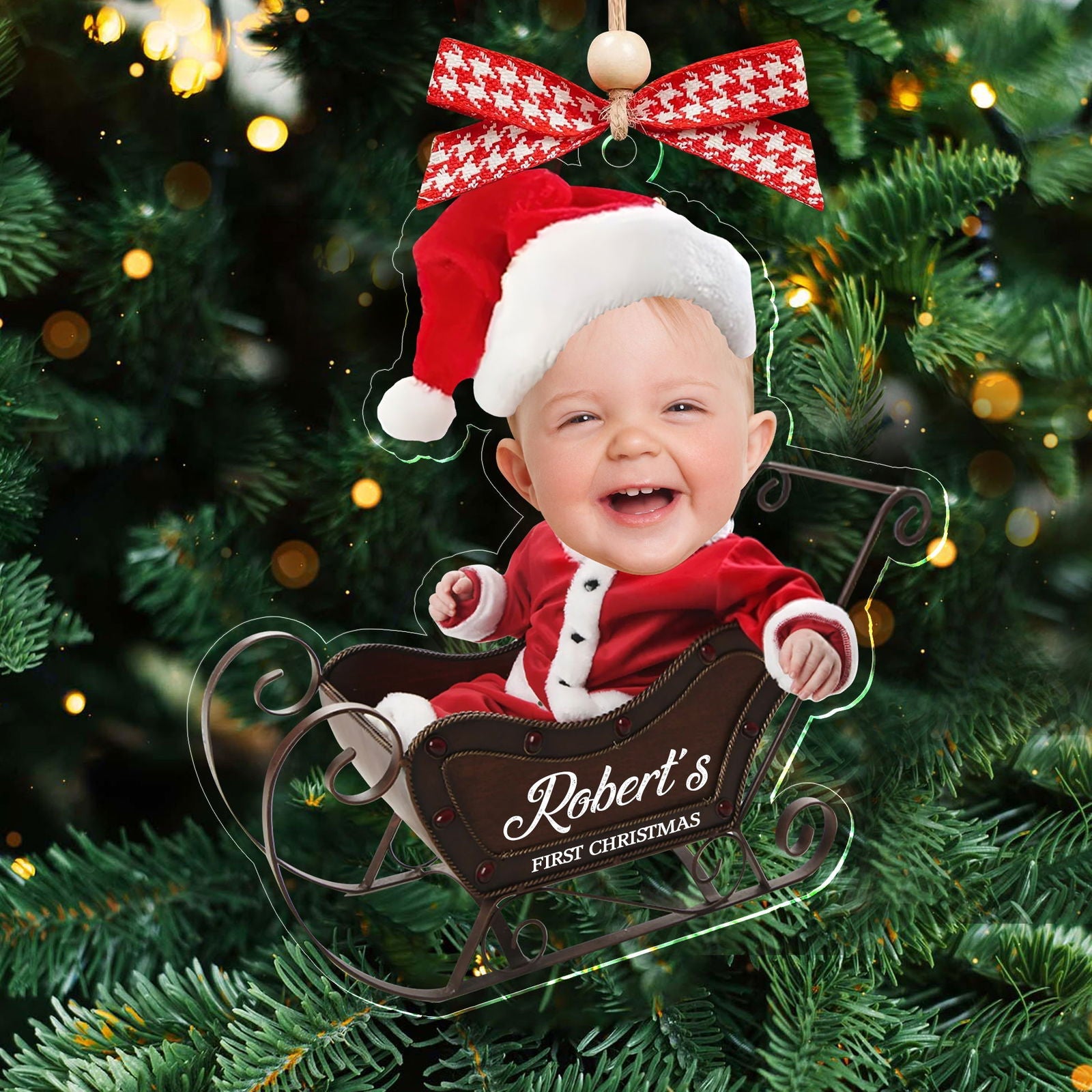Personalized Baby Photo Acrylic Ornament - Custom Baby's First Christmas Keepsake CF539 - 19Gifts