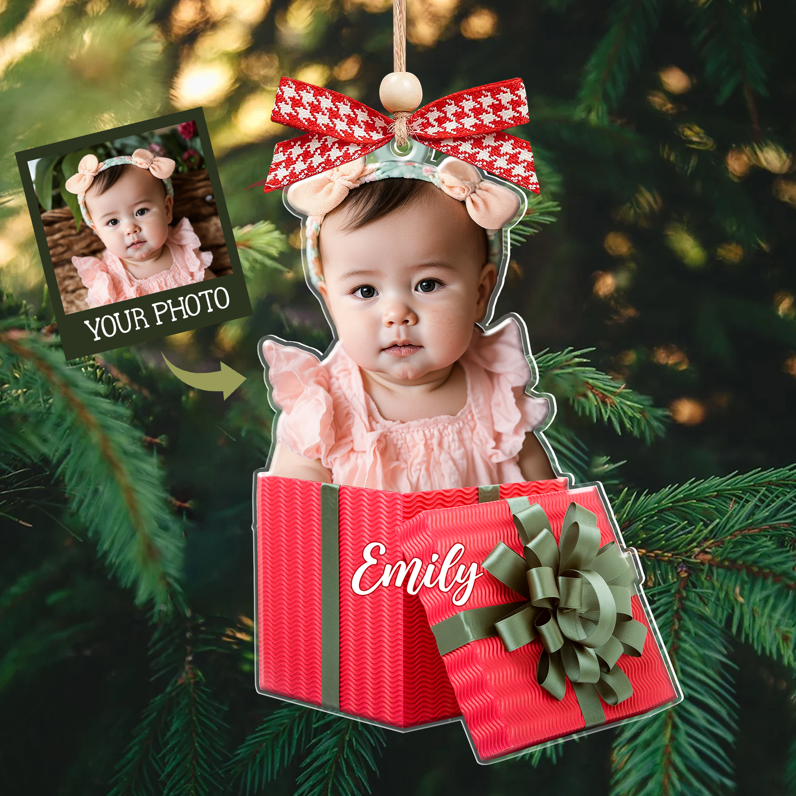 Personalized Baby Photo Christmas Ornaments, Newborn Gift 2D Acrylic Ornament CF646 - 19Gifts