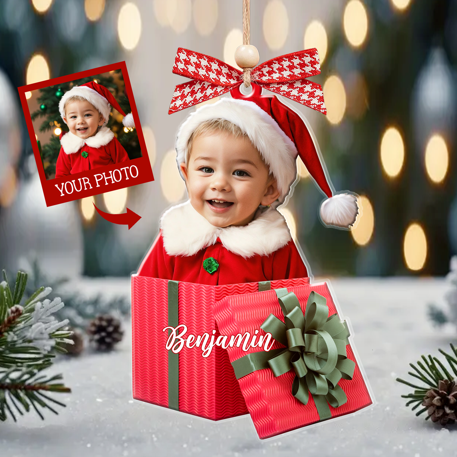 Personalized Baby Photo Christmas Ornaments, Newborn Gift 2D Acrylic Ornament CF646 - 19Gifts