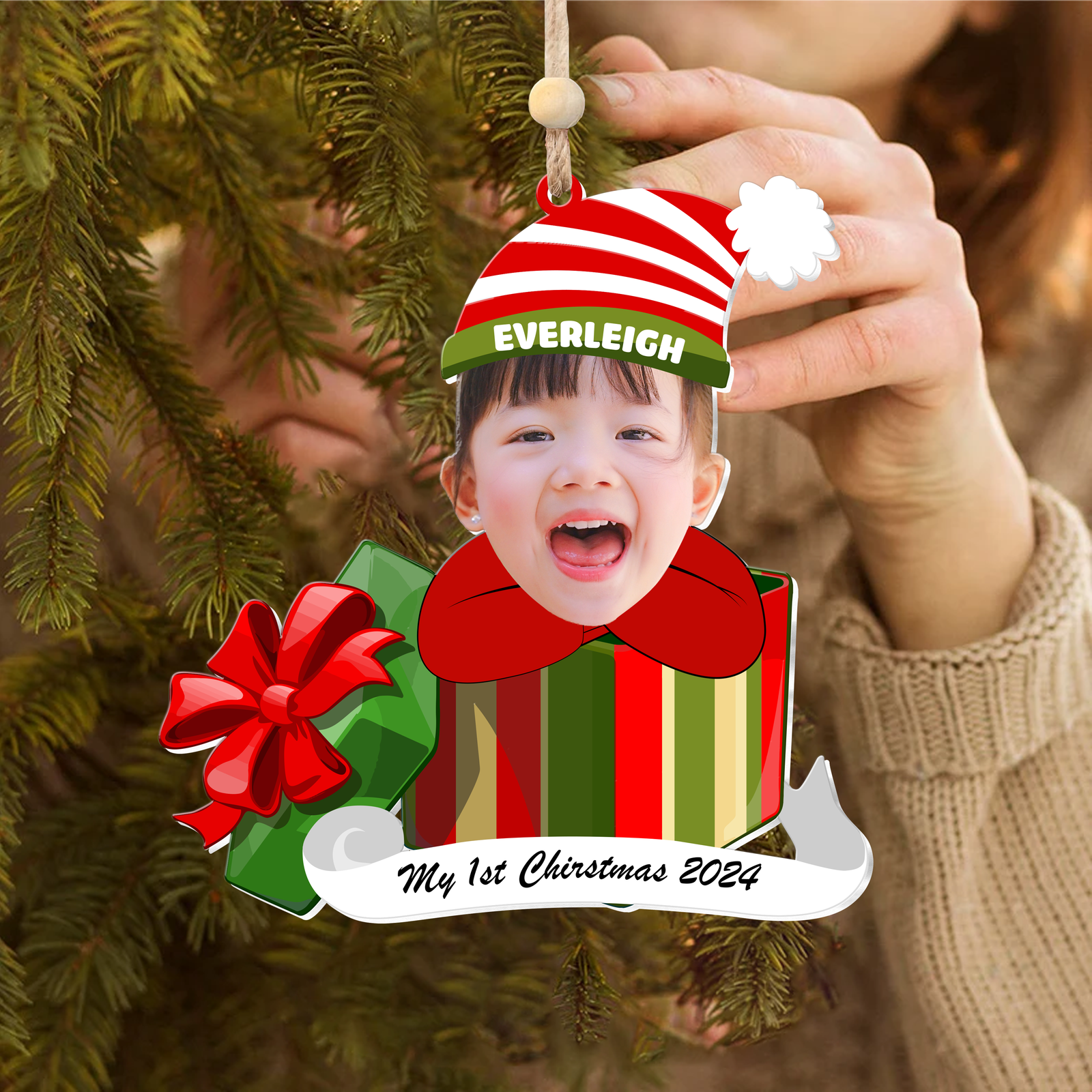 Personalized Baby Photo First Christmas Gift Ornament, Adorable Newborn Baby Ornament CF542 - 19Gifts