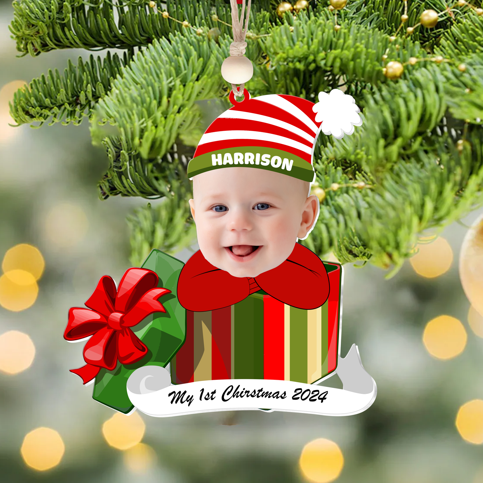 Personalized Baby Photo First Christmas Gift Ornament, Adorable Newborn Baby Ornament CF542 - 19Gifts
