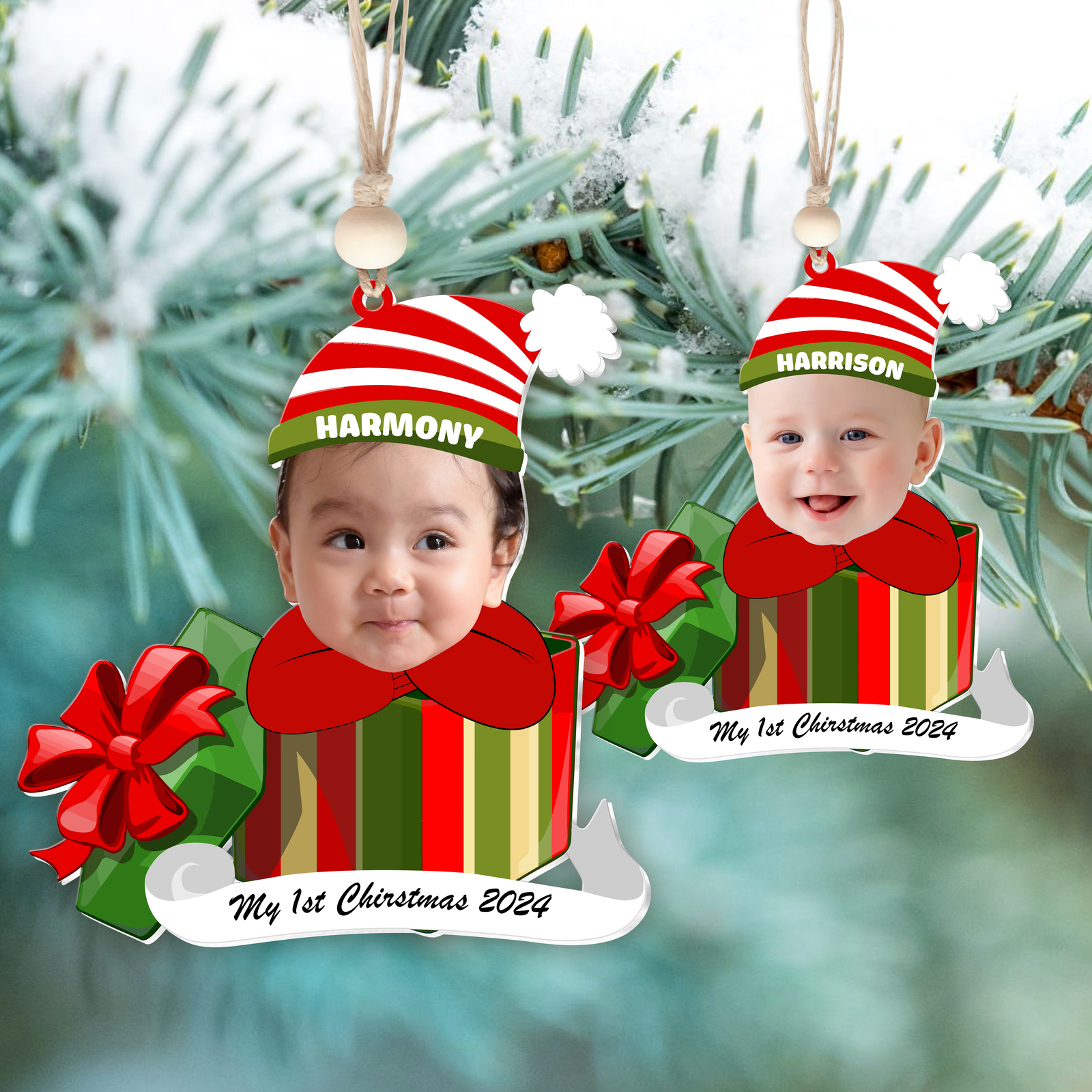 Personalized Baby Photo First Christmas Gift Ornament, Adorable Newborn Baby Ornament CF542 - 19Gifts