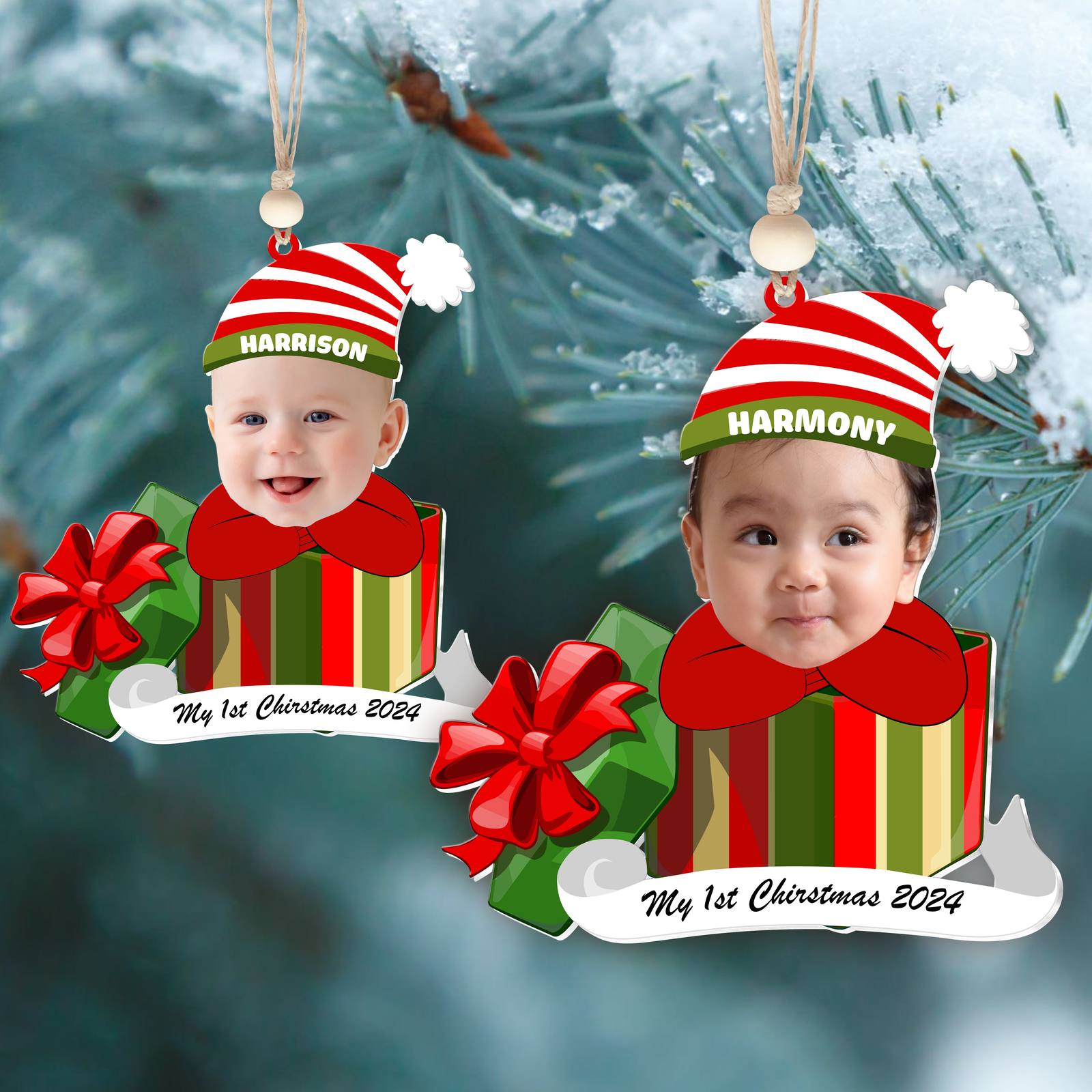 Personalized Baby Photo First Christmas Gift Ornament, Adorable Newborn Baby Ornament CF542 - 19Gifts