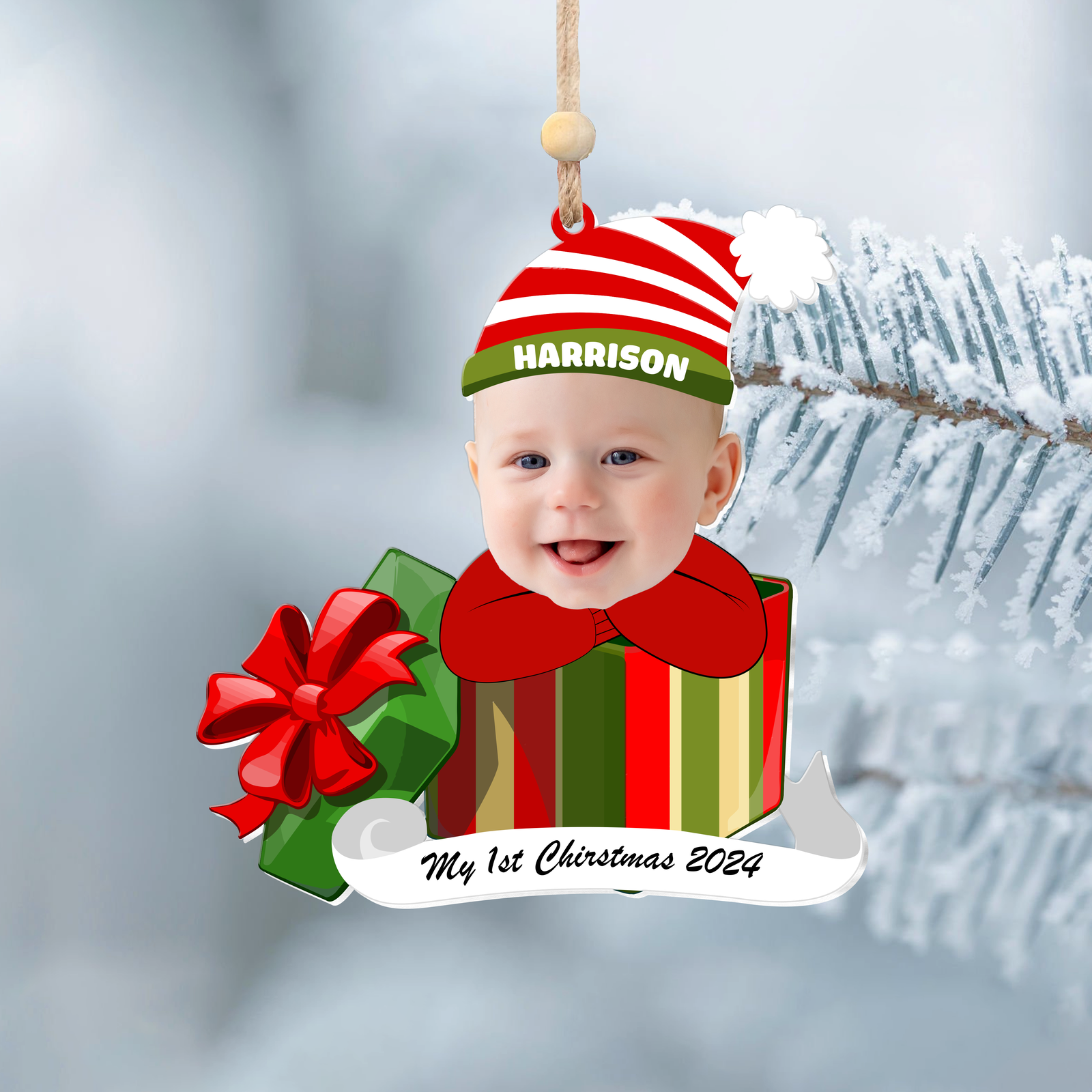 Personalized Baby Photo First Christmas Gift Ornament, Adorable Newborn Baby Ornament CF542 - 19Gifts
