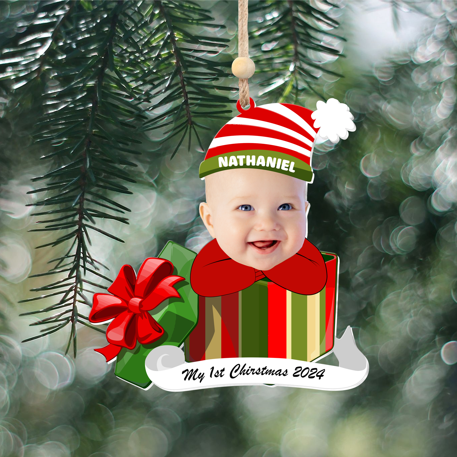 Personalized Baby Photo First Christmas Gift Ornament, Adorable Newborn Baby Ornament CF542 - 19Gifts