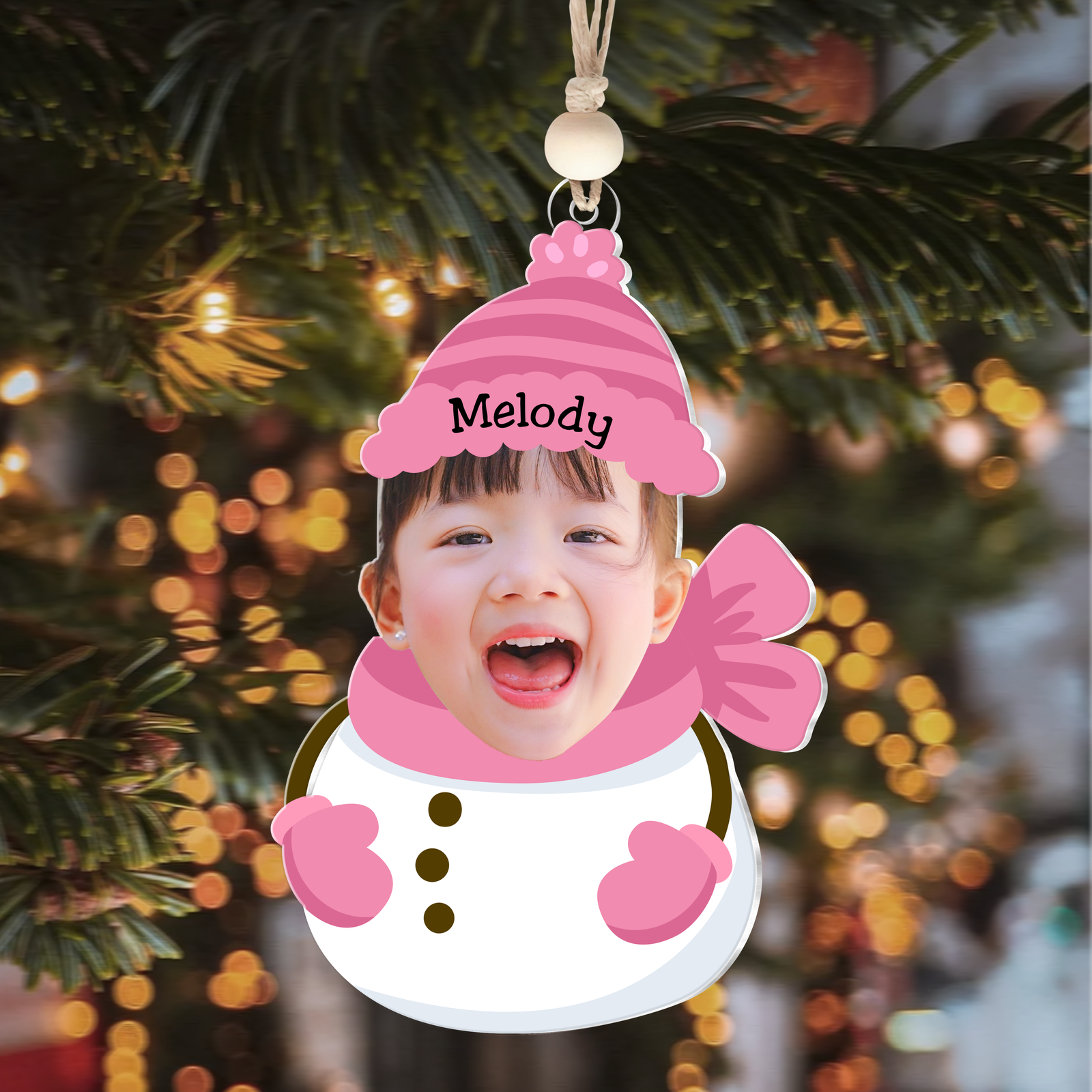 Personalized Baby Snowman Ornament, Custom Baby Face For Christmas Tree Decorations CF537 - 19Gifts