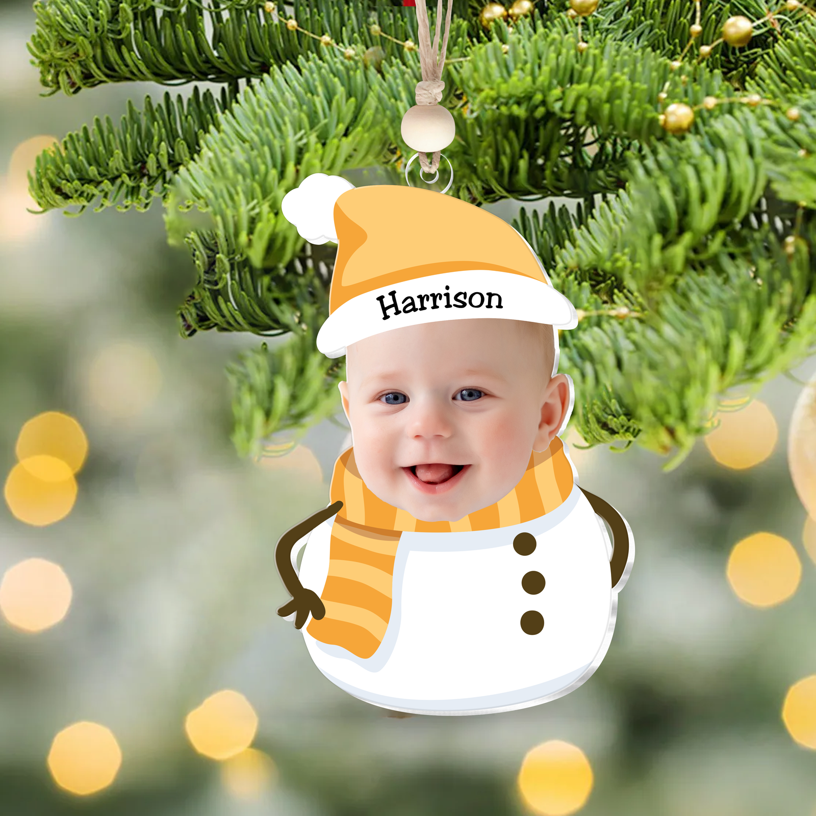 Personalized Baby Snowman Ornament, Custom Baby Face For Christmas Tree Decorations CF537 - 19Gifts