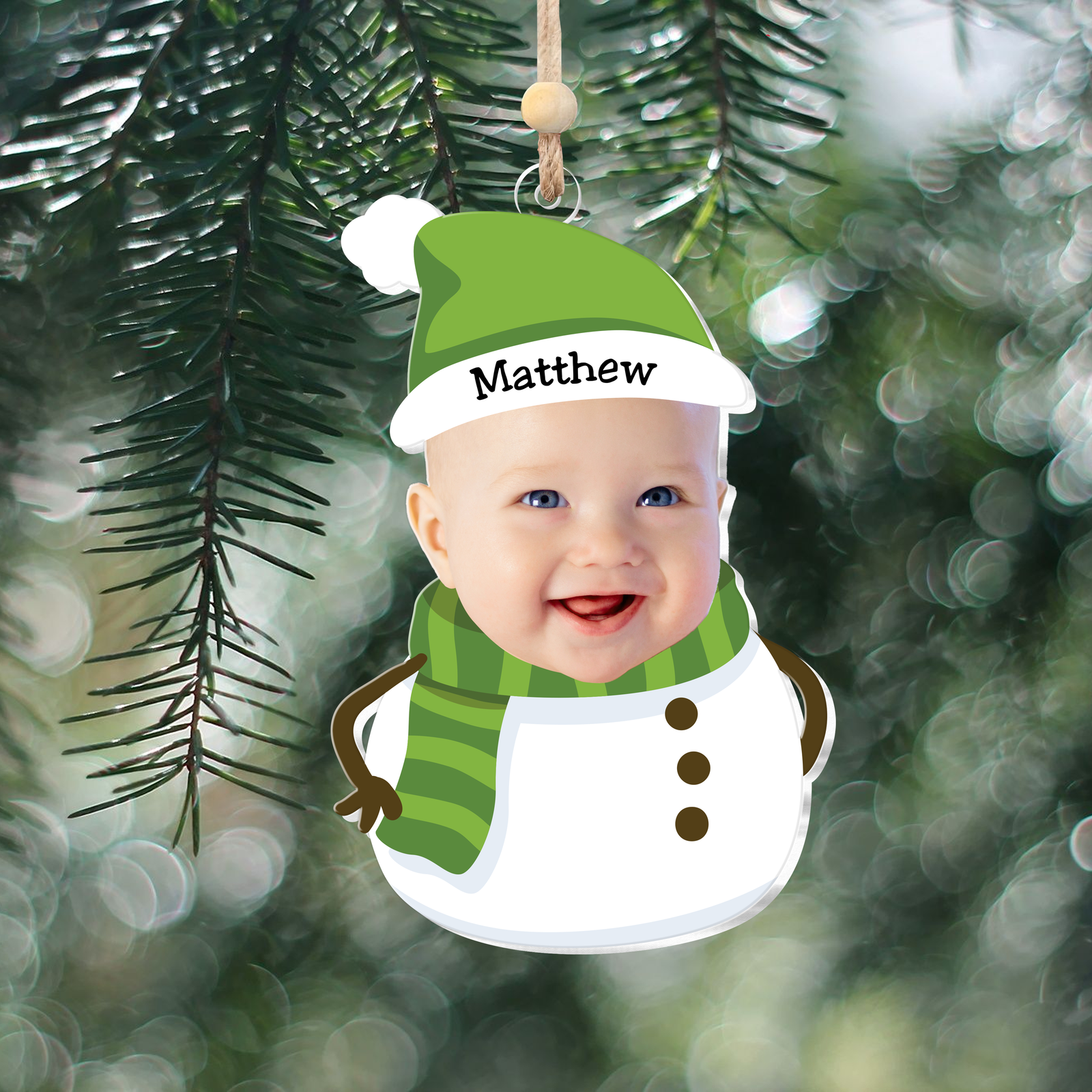 Personalized Baby Snowman Ornament, Custom Baby Face For Christmas Tree Decorations CF537 - 19Gifts