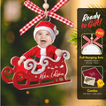 Personalized Baby in Sleigh Photo Ornaments, Adorable Newborn Baby Face Ornament CF612 - 19Gifts