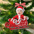 Personalized Baby in Sleigh Photo Ornaments, Adorable Newborn Baby Face Ornament CF612 - 19Gifts