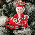 Personalized Baby in Sleigh Photo Ornaments, Adorable Newborn Baby Face Ornament CF612 - 19Gifts