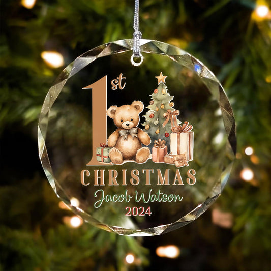 Personalized Baby's First Christmas Glass Ornament, Personalized Woodland Creatures, Baby Deer Ornament GX02-19 - 19Gifts