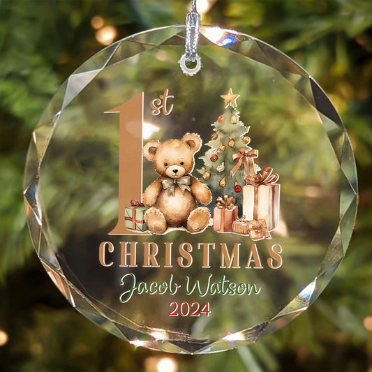 Personalized Baby's First Christmas Glass Ornament, Personalized Woodland Creatures, Baby Deer Ornament GX02-19 - 19Gifts