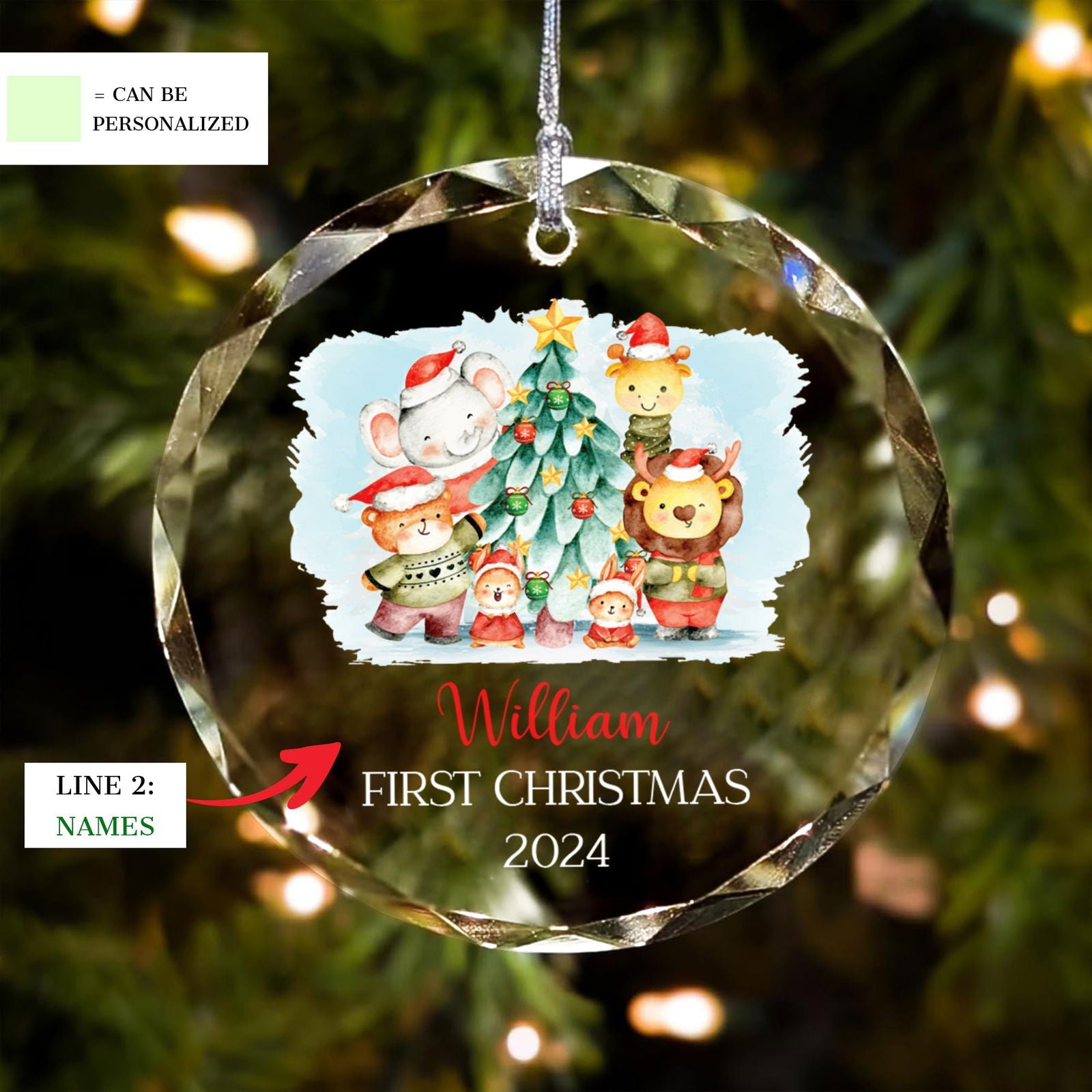 Personalized Baby's First Christmas Glass Ornament, Personalized Woodland Creatures, Baby Deer Ornament GX02-20 - 19Gifts