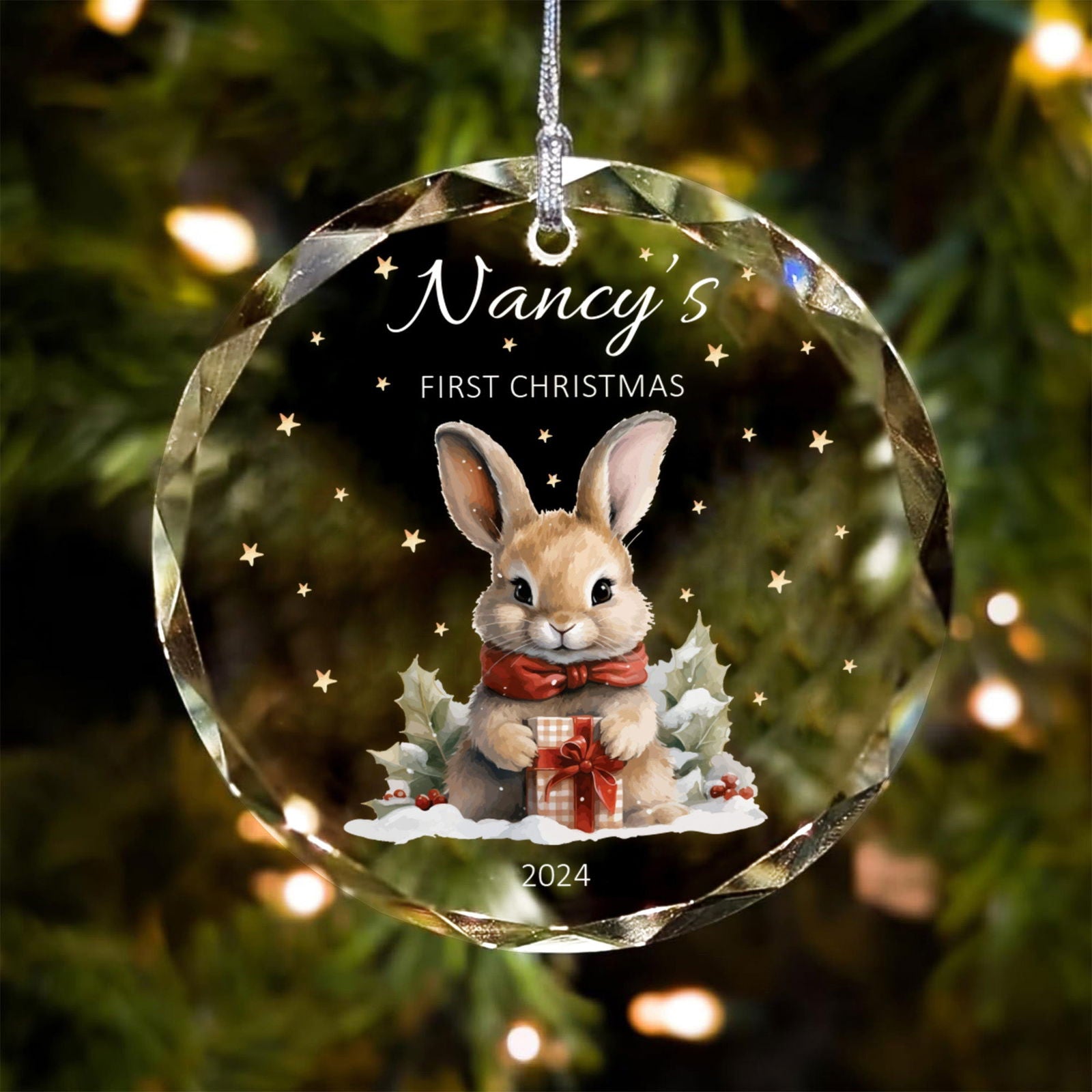 Personalized Baby's First Christmas Glass Ornament, Personalized Woodland Creatures, Baby Deer Ornament GX02-24 - 19Gifts