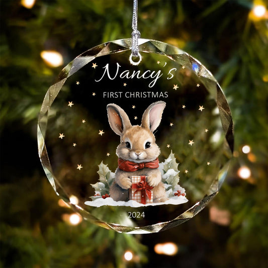 Personalized Baby's First Christmas Glass Ornament, Personalized Woodland Creatures, Baby Deer Ornament GX02-24 - 19Gifts