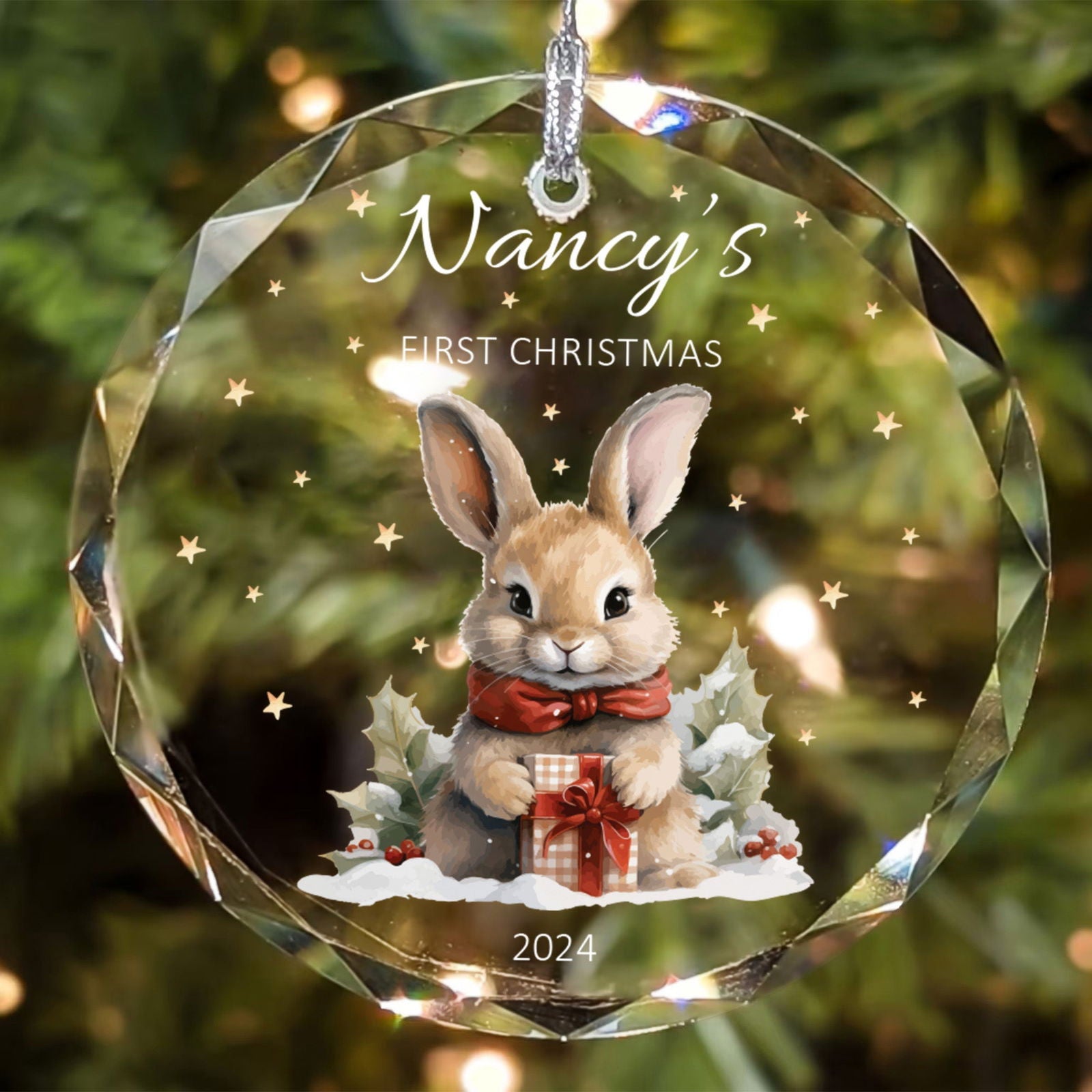 Personalized Baby's First Christmas Glass Ornament, Personalized Woodland Creatures, Baby Deer Ornament GX02-24 - 19Gifts