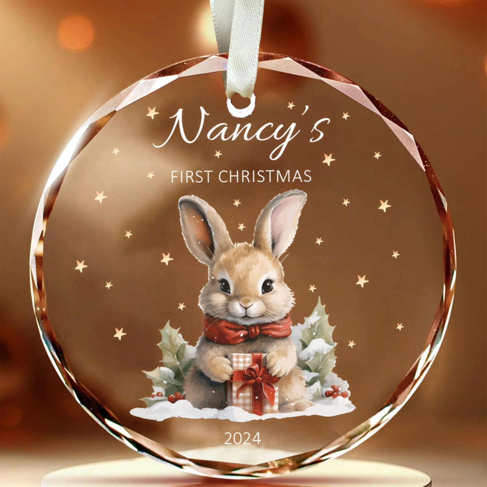 Personalized Baby's First Christmas Glass Ornament, Personalized Woodland Creatures, Baby Deer Ornament GX02-24 - 19Gifts